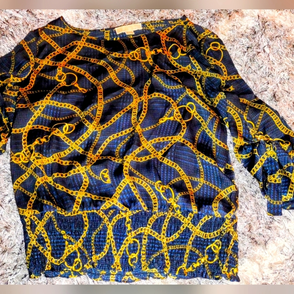 New Michael kors silky gold chain shirt